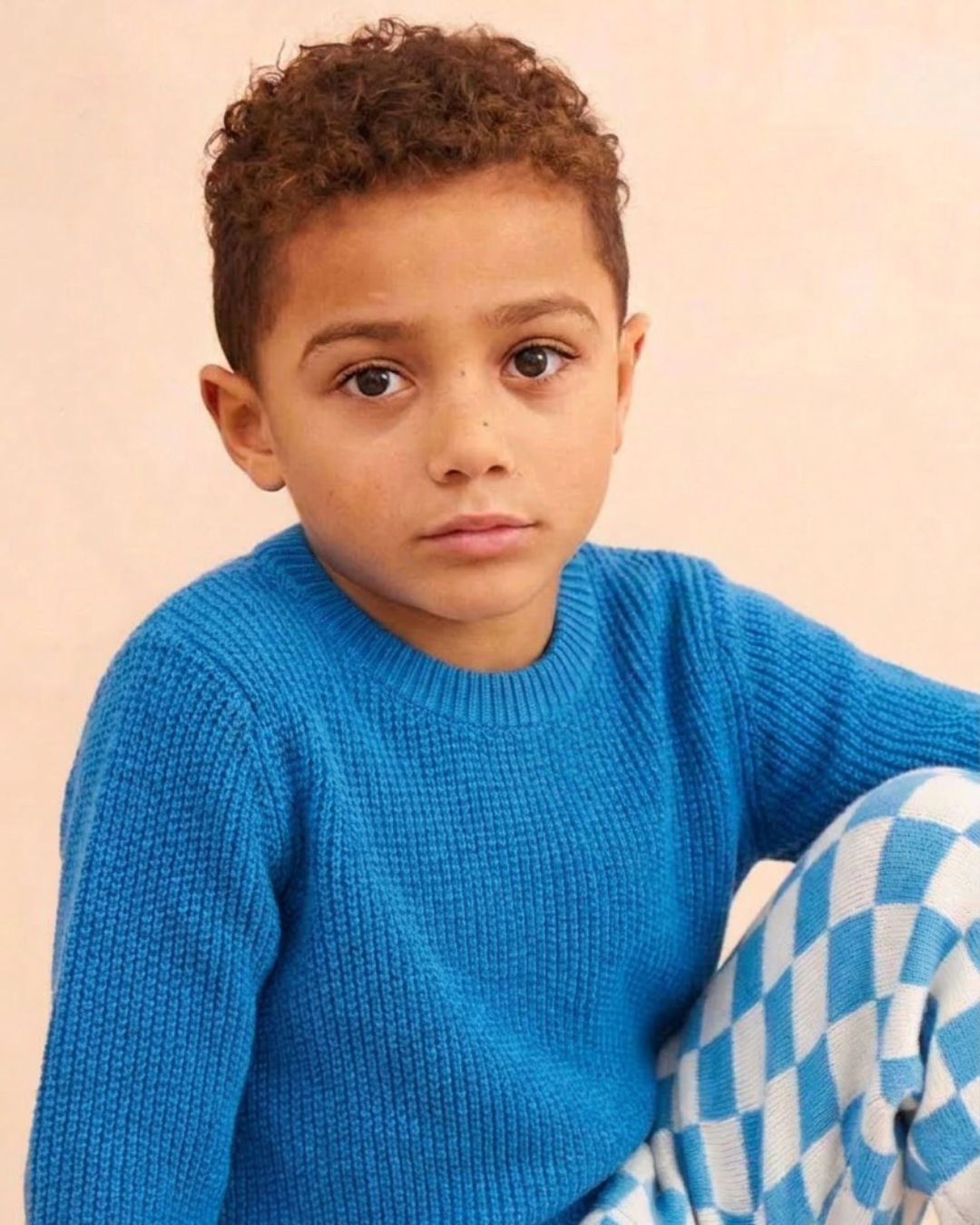 MIKA & MILO Moss Stitch Jumper | Cobalt Blue – organic cotton & cashmere knitwear, view 1