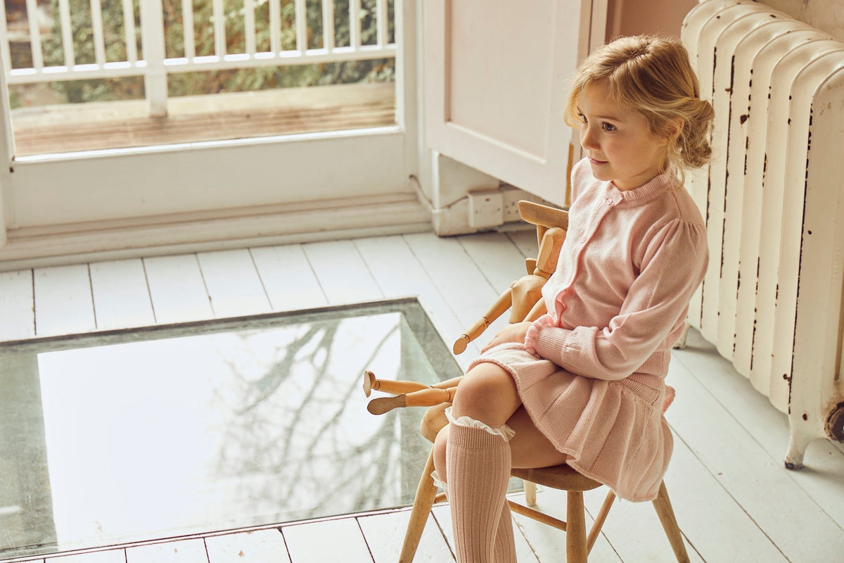 Ruffled Neck Cardigan | cashmere/merino