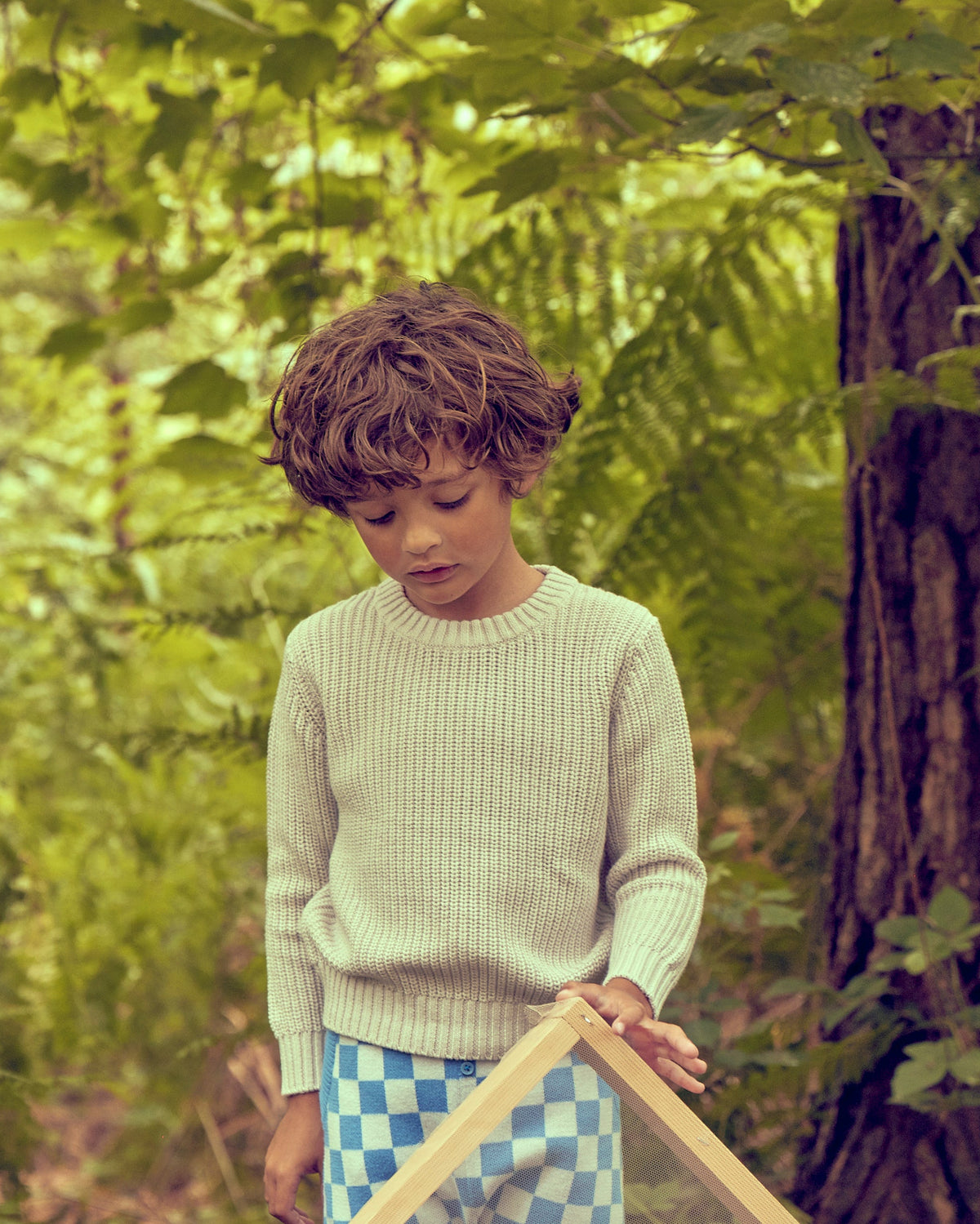 MIKA & MILO Boys Fisherman Jumper | Chalk - - organic cotton cashmere