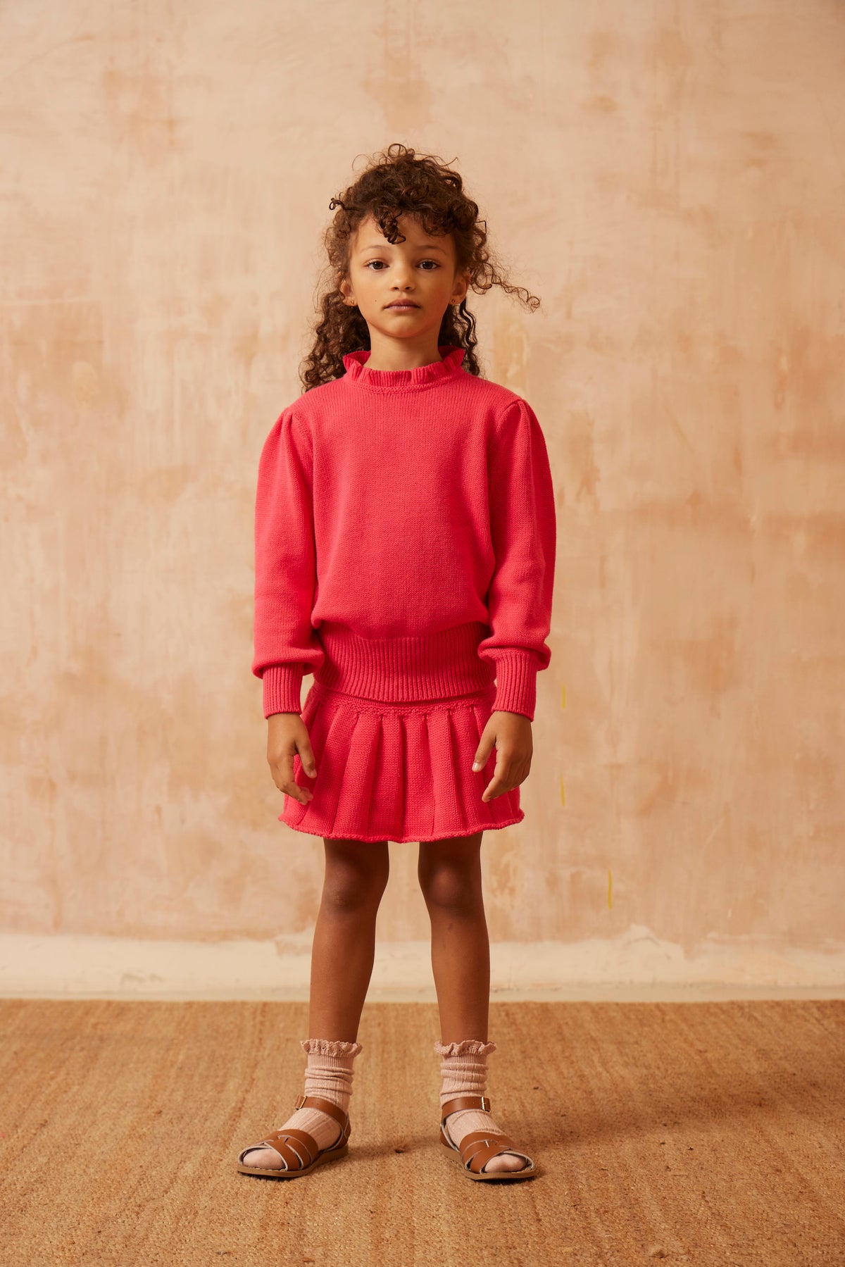 Ruffled Collared Jumper | Raspberry