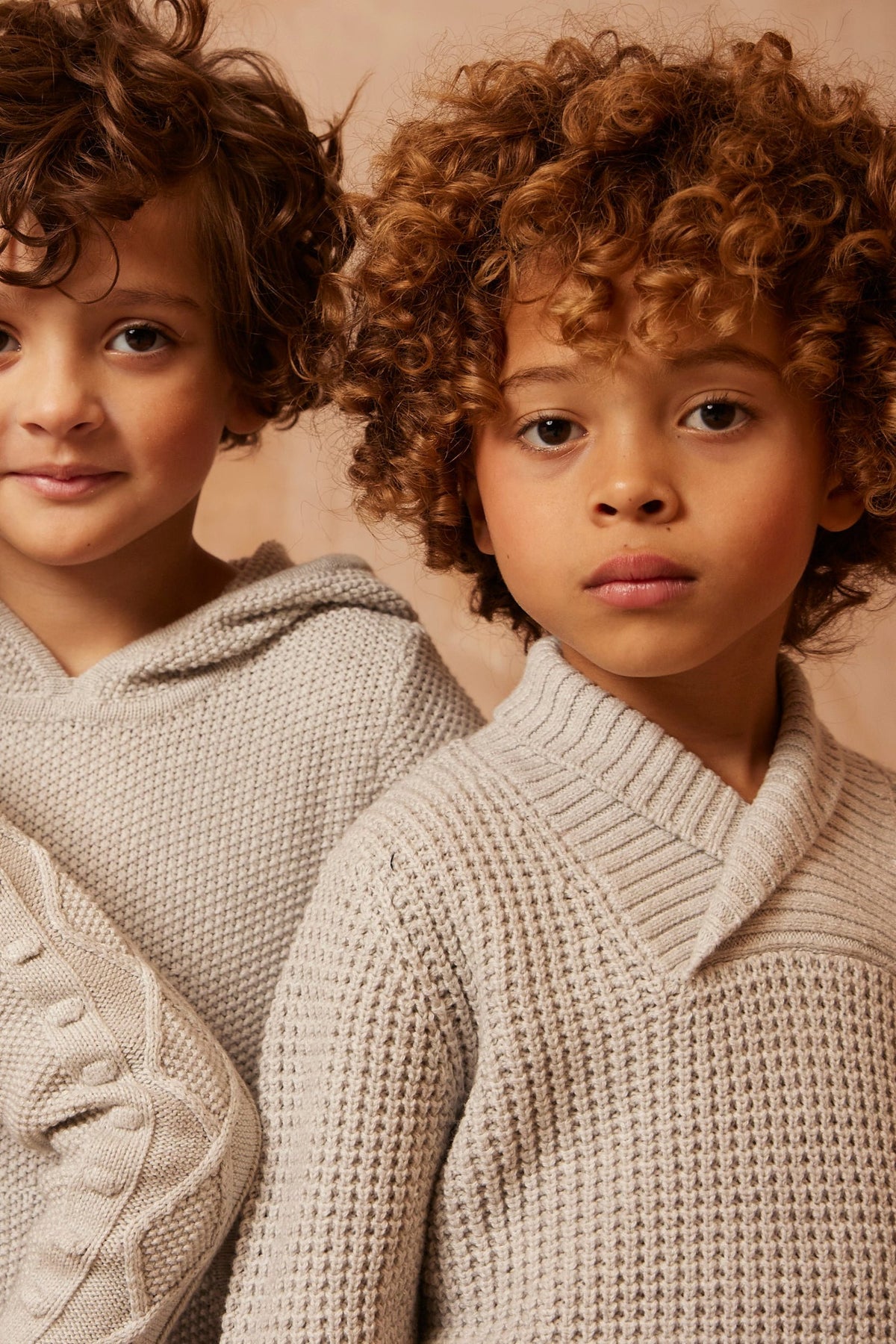 Schal-Waffelstrickpullover | Stein