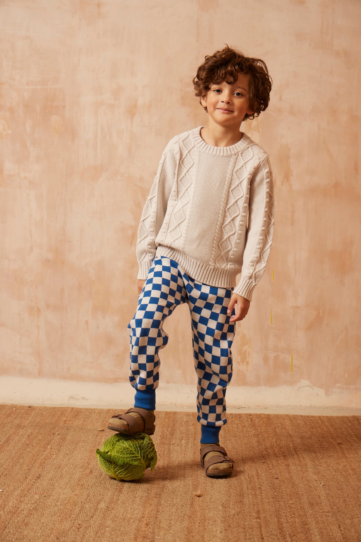 cute boys organic cotton cable popcorn knit sweater