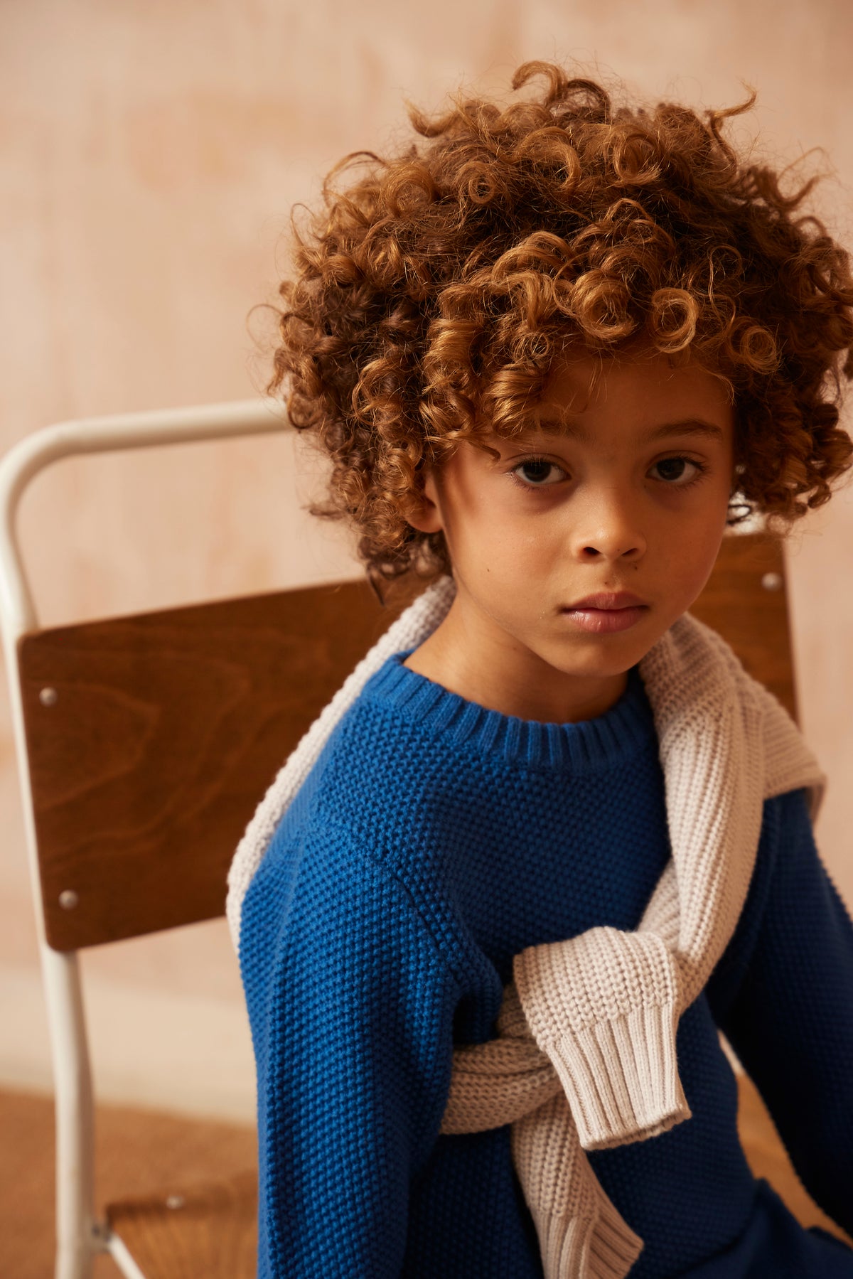 Pullover mit Moosmuster | Kobaltblau