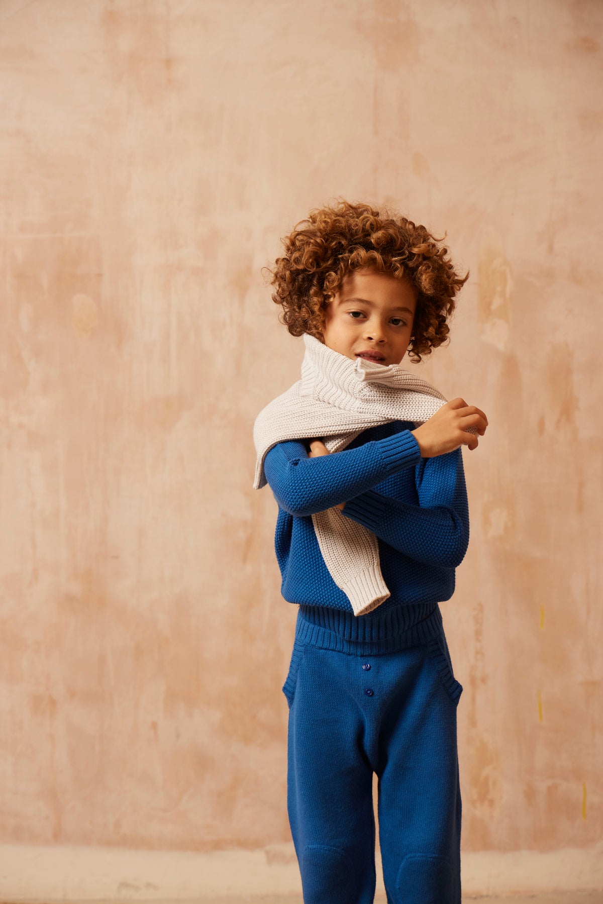 Pullover mit Moosmuster | Kobaltblau