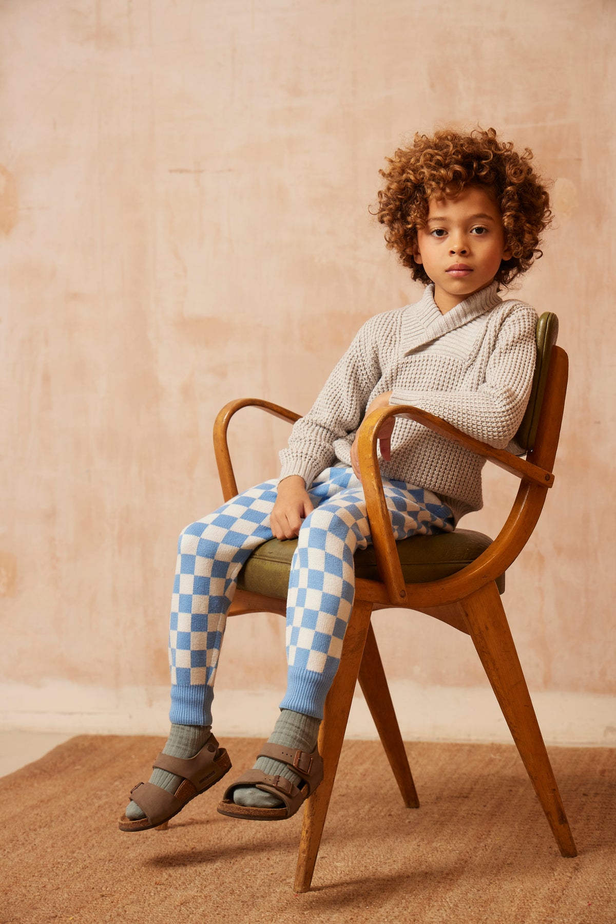 Schal-Waffelstrickpullover | Stein