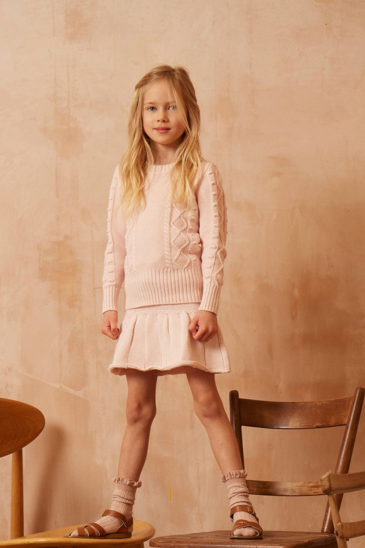 Cable Popcorn Jumper | Blush