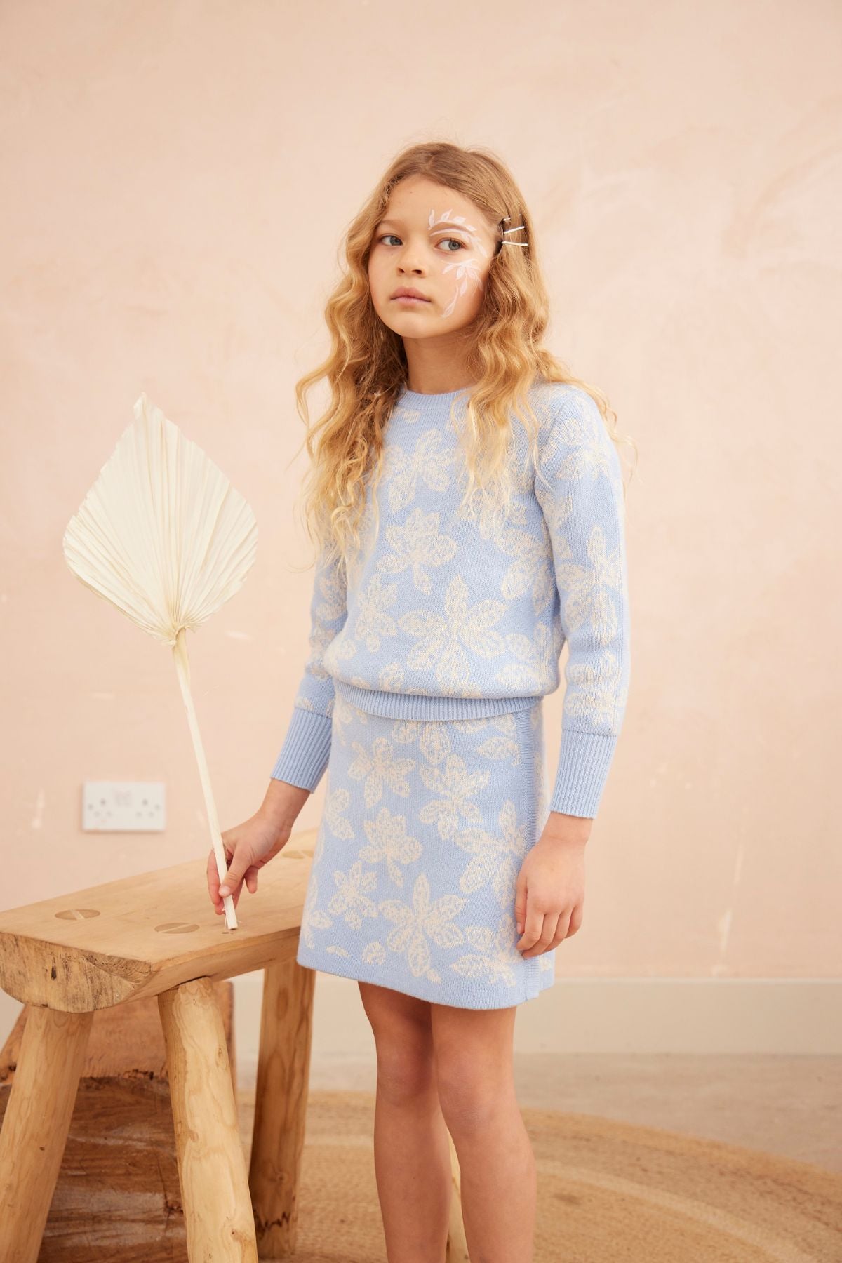 Chestnut Leaves Pencil Skirt | Sky