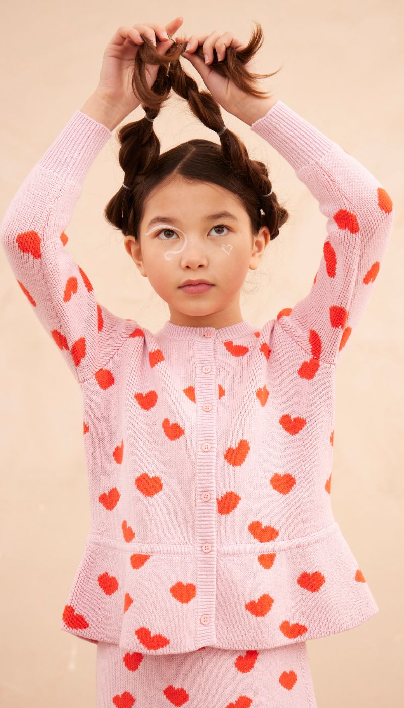 Love Hearts Ruffled Jacket | Bubble Gum