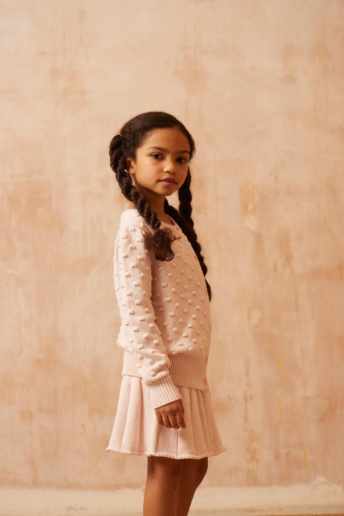 Popcorn Knit Cardigan | Blush