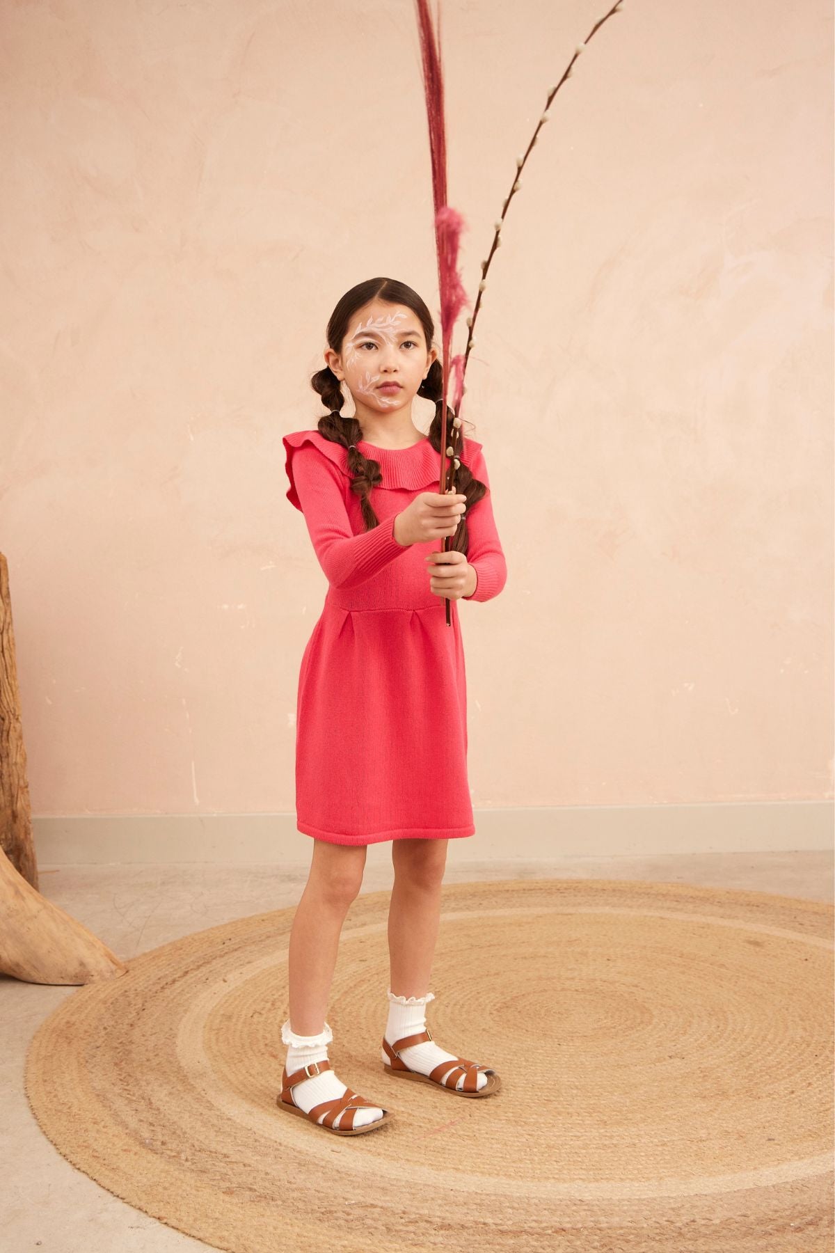 Ruffled V Dress | Raspberry