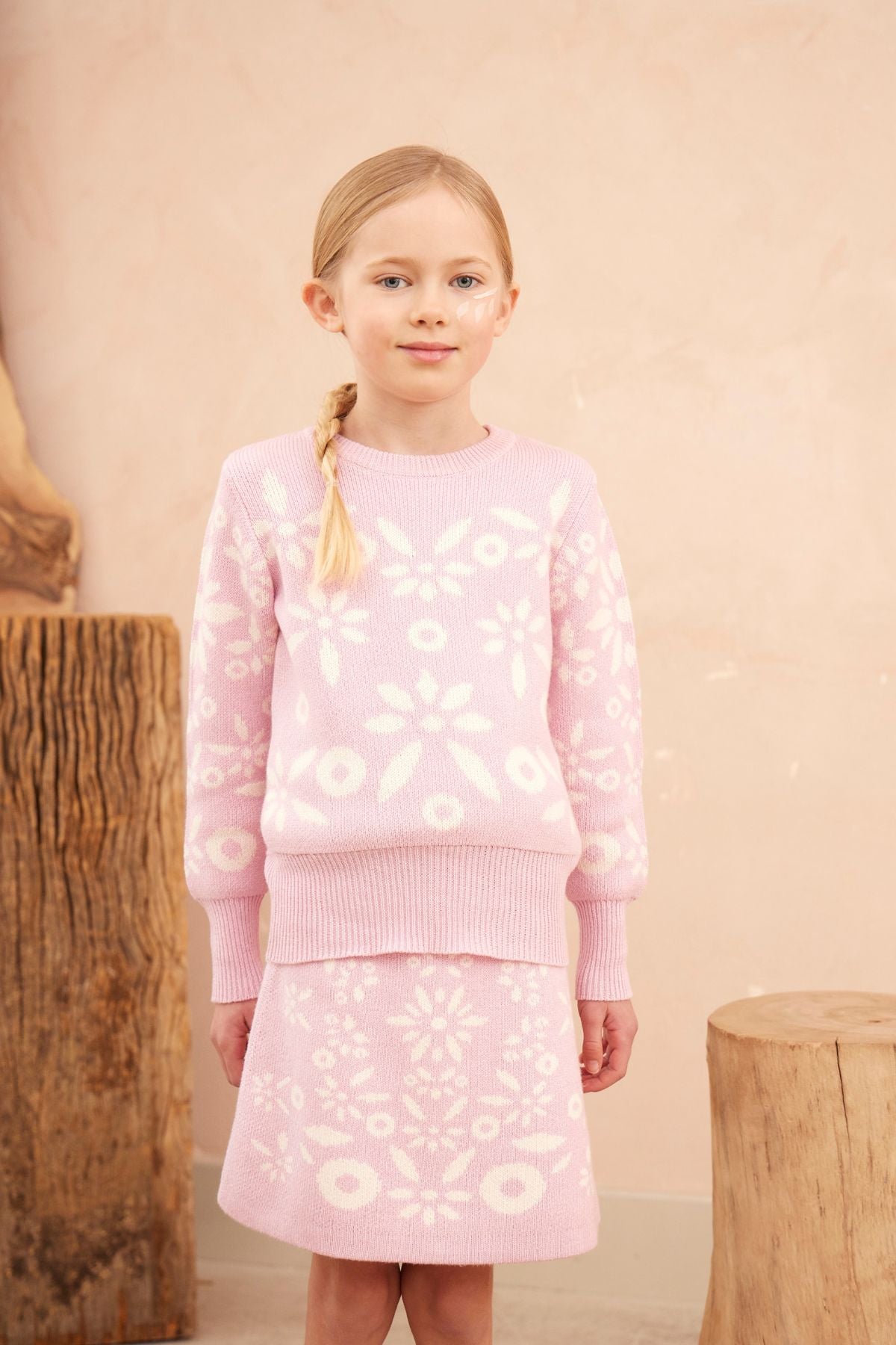 MIKA & MILO Snowflake Blossom Pencil Skirt | Bubble Gum - - organic cotton cashmere