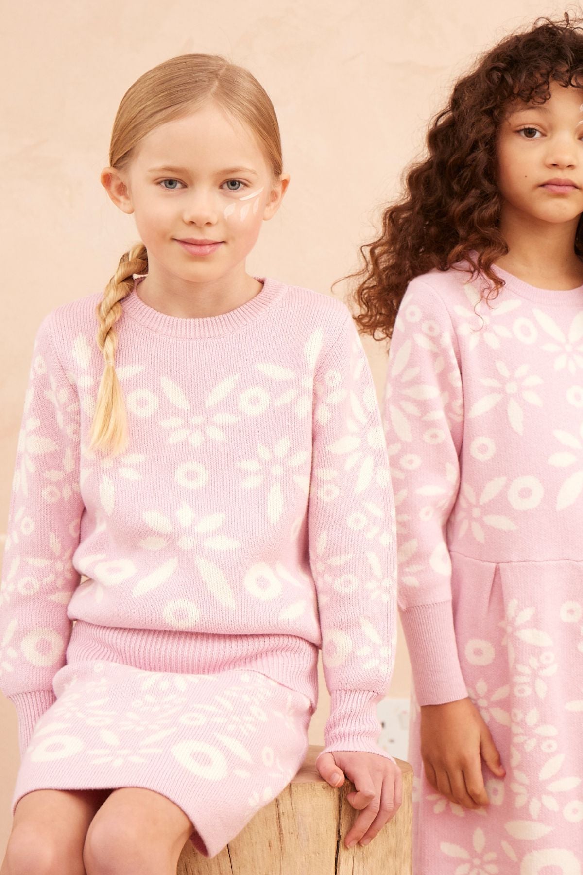 MIKA & MILO Snowflake Blossom Pencil Skirt | Bubble Gum - - organic cotton cashmere