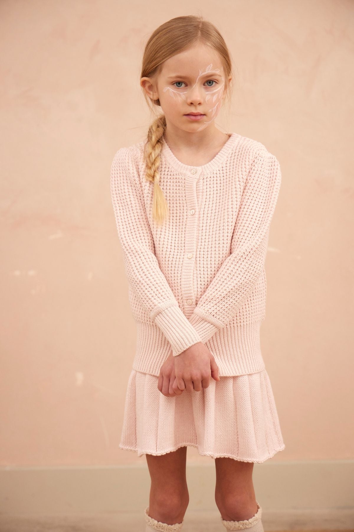 Waffle Knit Cardigan | Blush