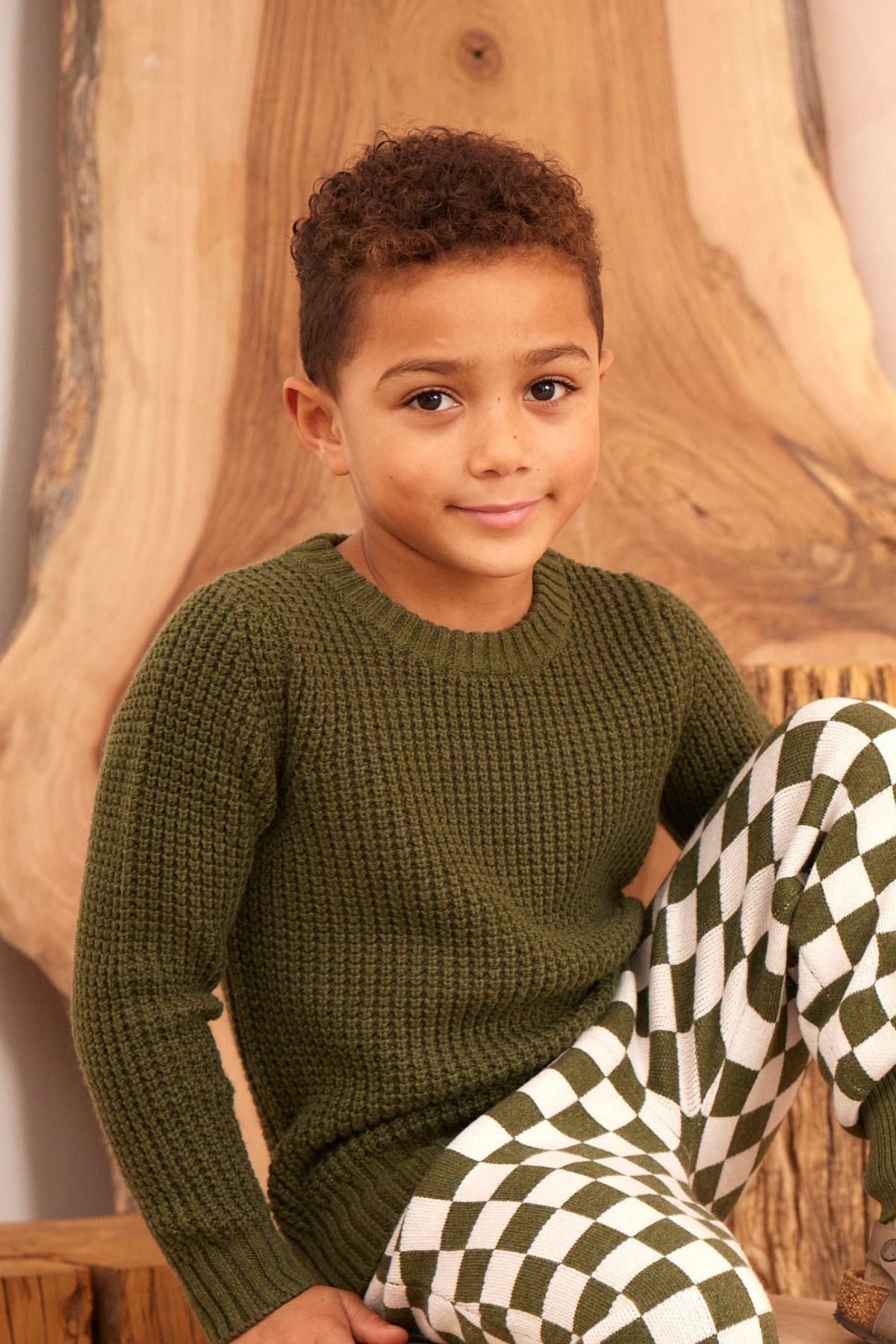 Waffle Knit Jumper | Avocado