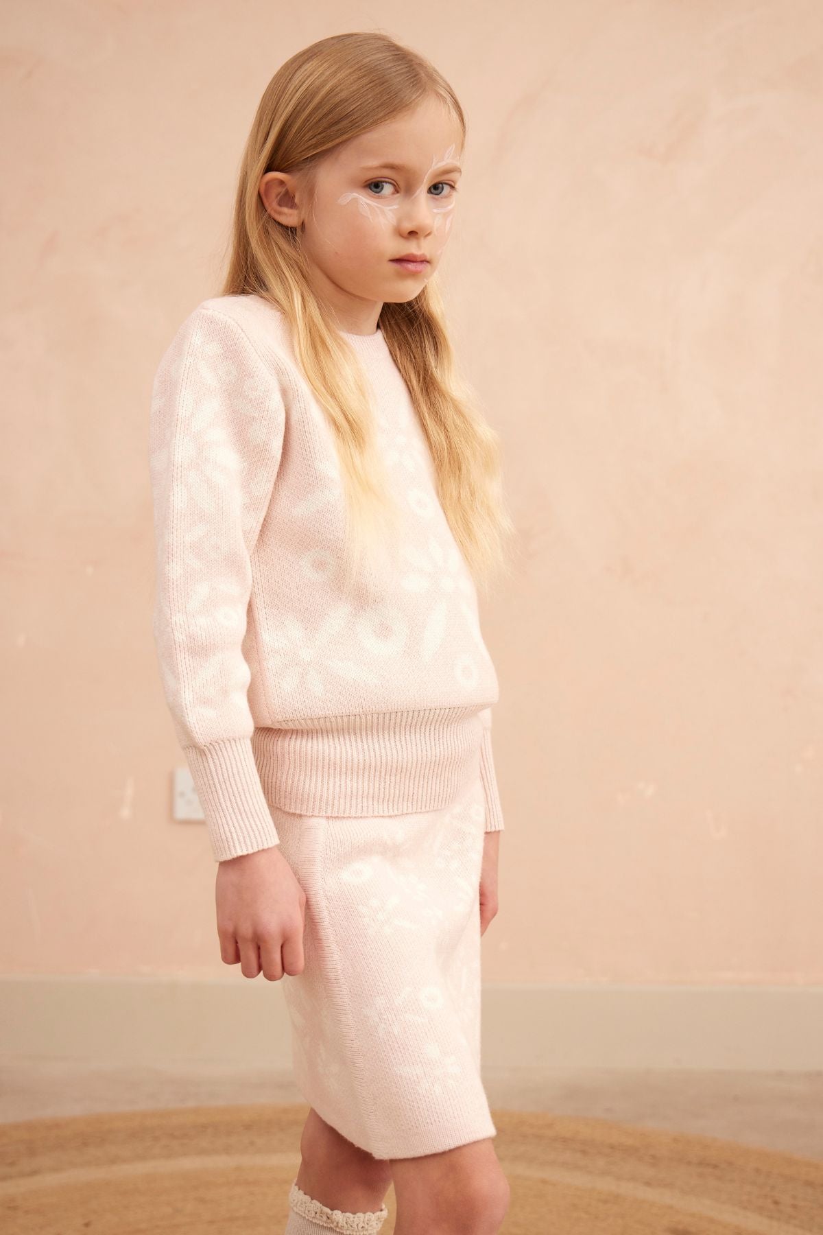 MIKA & MILO Snowflake Blossom Pencil Skirt | Blush - - organic cotton cashmere