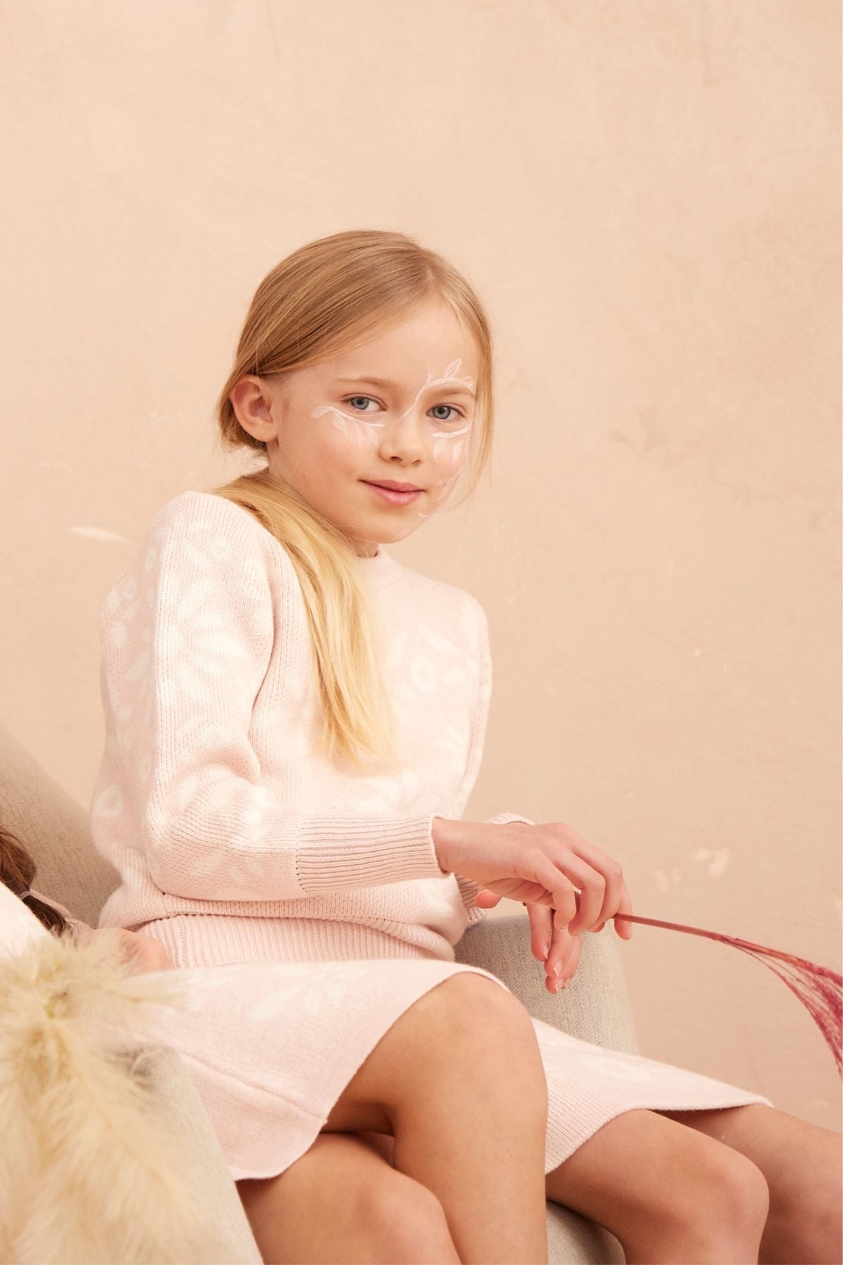 MIKA & MILO Snowflake Blossom Pencil Skirt | Blush - - organic cotton cashmere