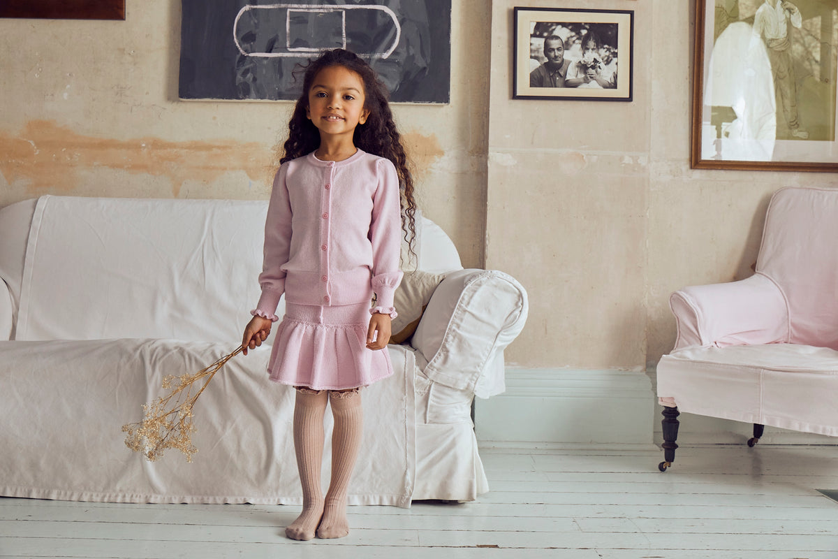 Ruffled Sleeve Cardigan | cashmere/merino