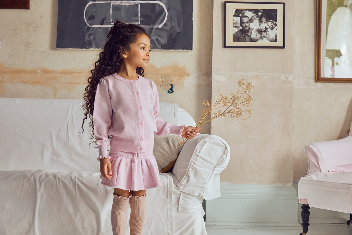 Ruffled Sleeve Cardigan | cashmere/merino