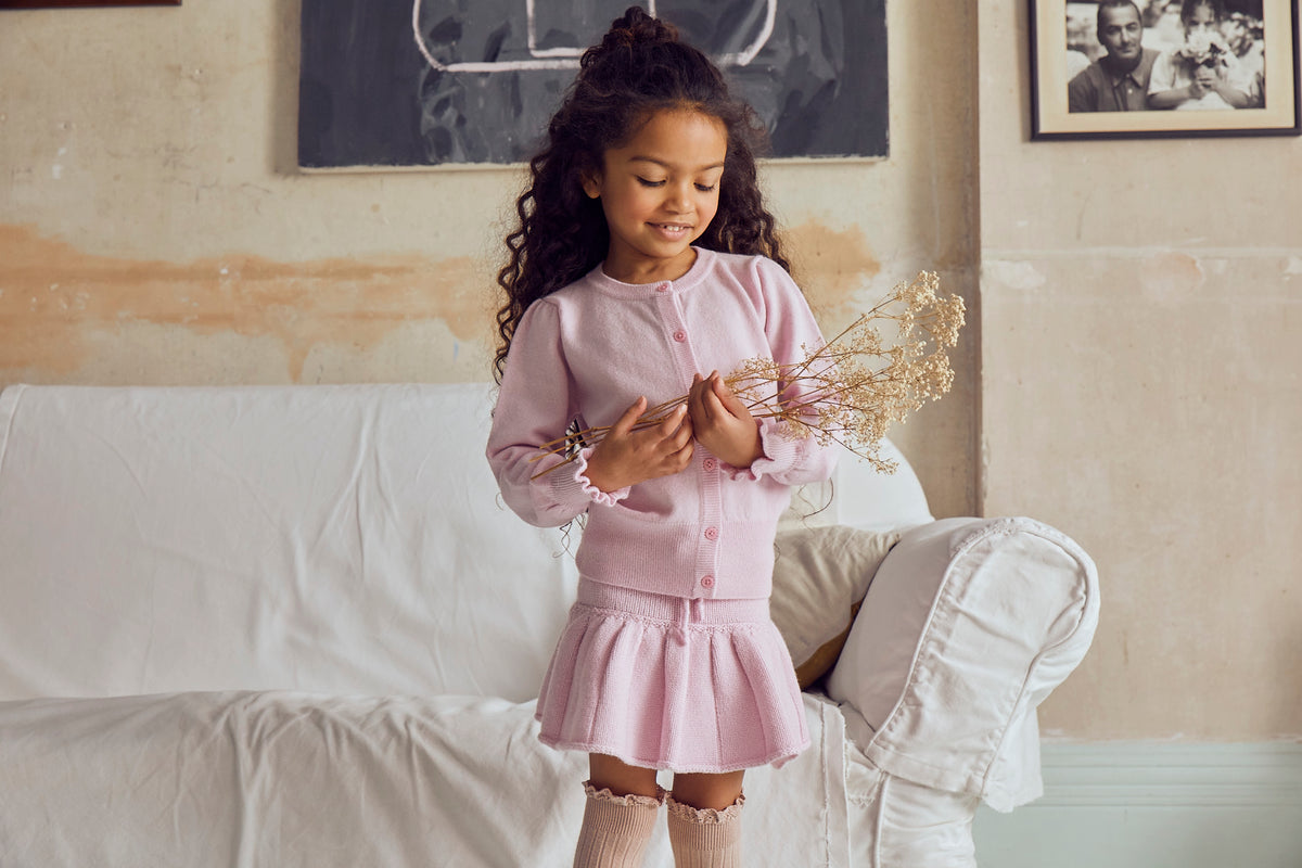 Ruffled Sleeve Cardigan | cashmere/merino