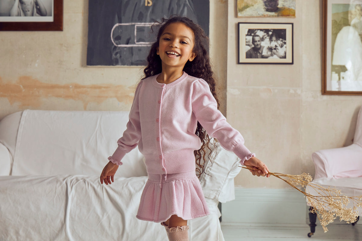 Ruffled Sleeve Cardigan | cashmere/merino