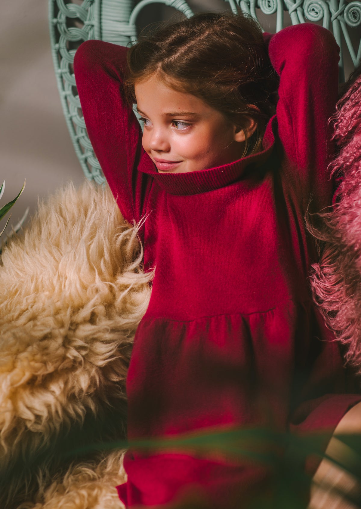 Ruffled V Dress | 100% cashmere