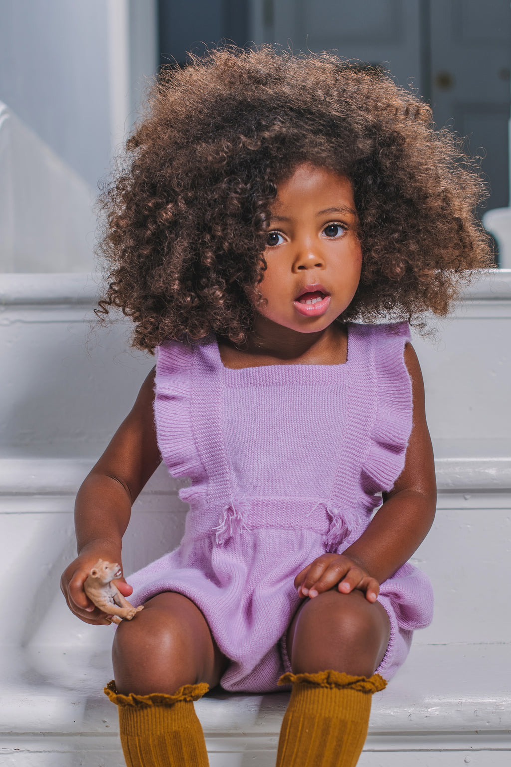 This sweet 4 ply Romper with ruffled straps makes the perfect addition to any winter wardrobe. Made with pure 100% cashmere from Inner Mongolia, it is also comes with 3 buttonholes so that the straps can be extended as your Little One grows. Team it up with some thick tights and our Moss Stitch Cardigan for a complete head-to-toe cosy feel.