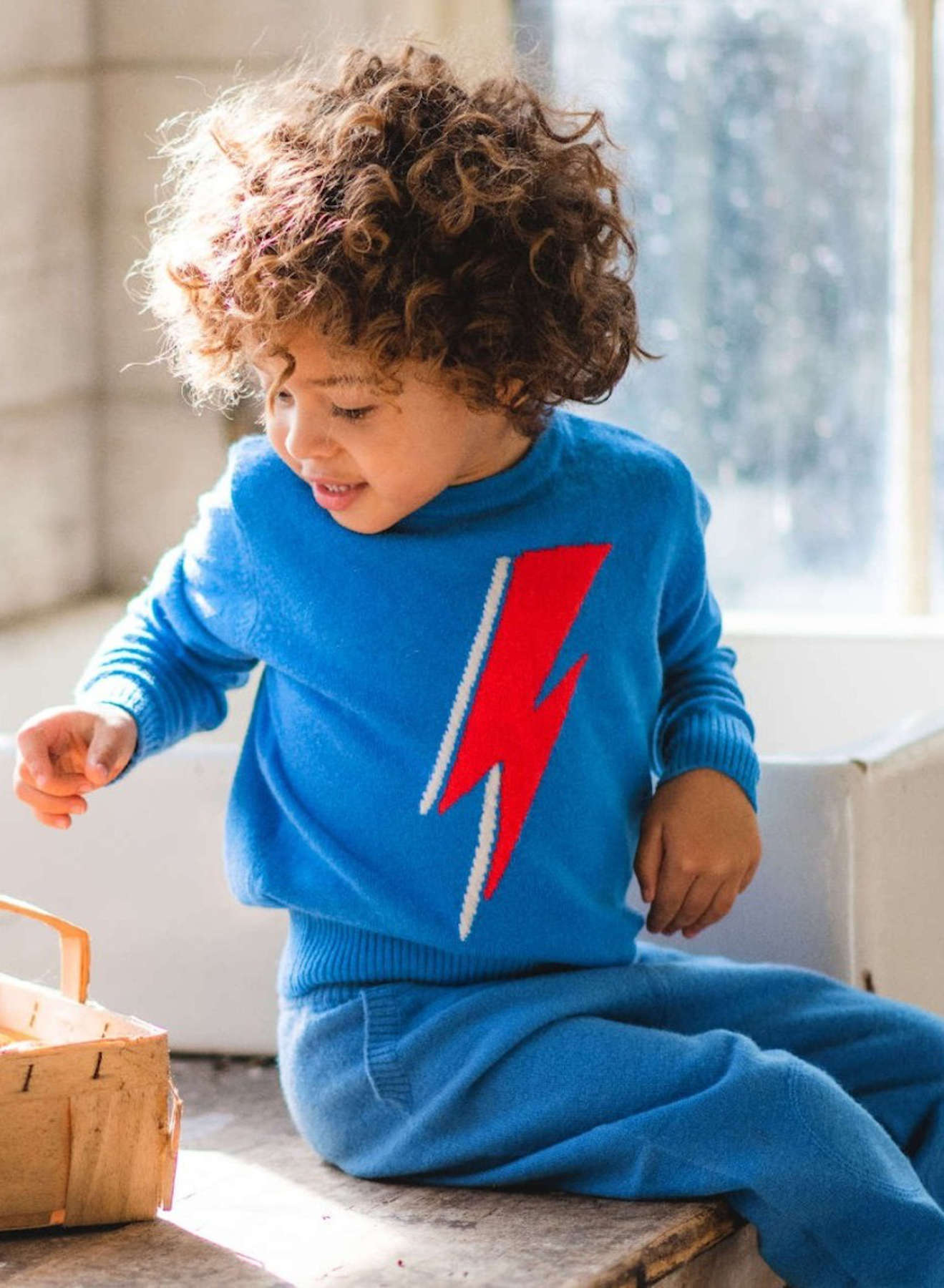 Boys cashmere lightning bolt jumper