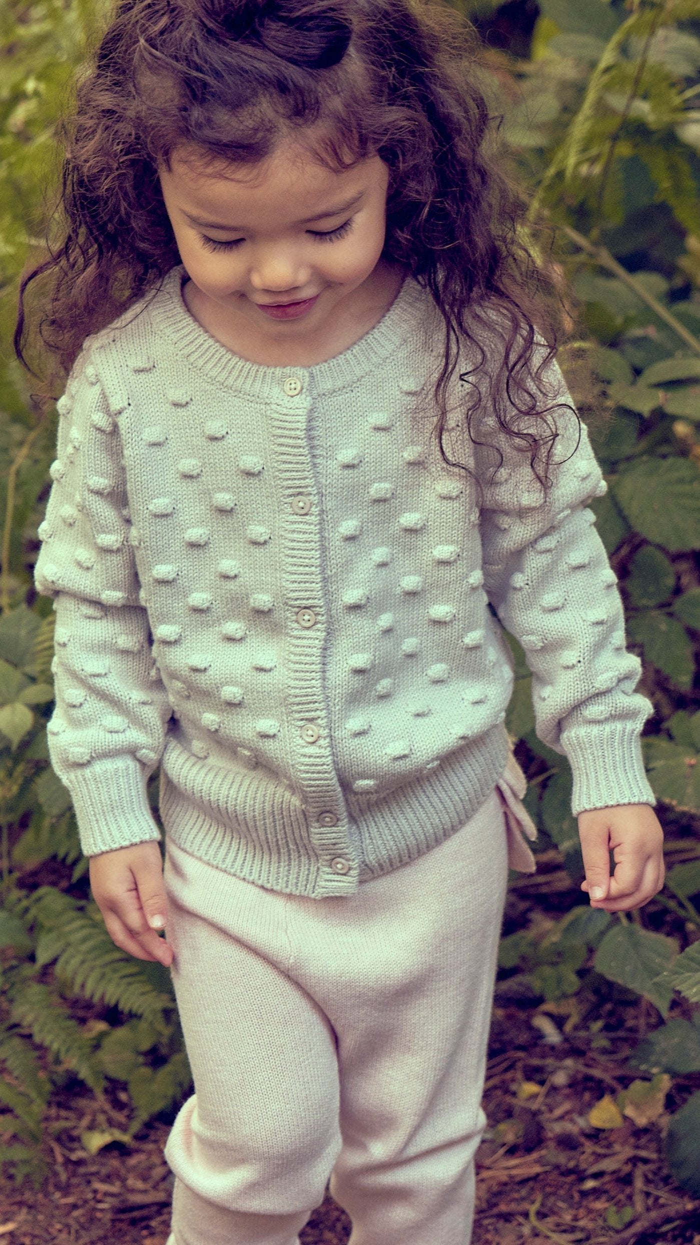 MIKA & MILO Baby Popcorn Knit Cardigan | Chalk - - organic cotton cashmere