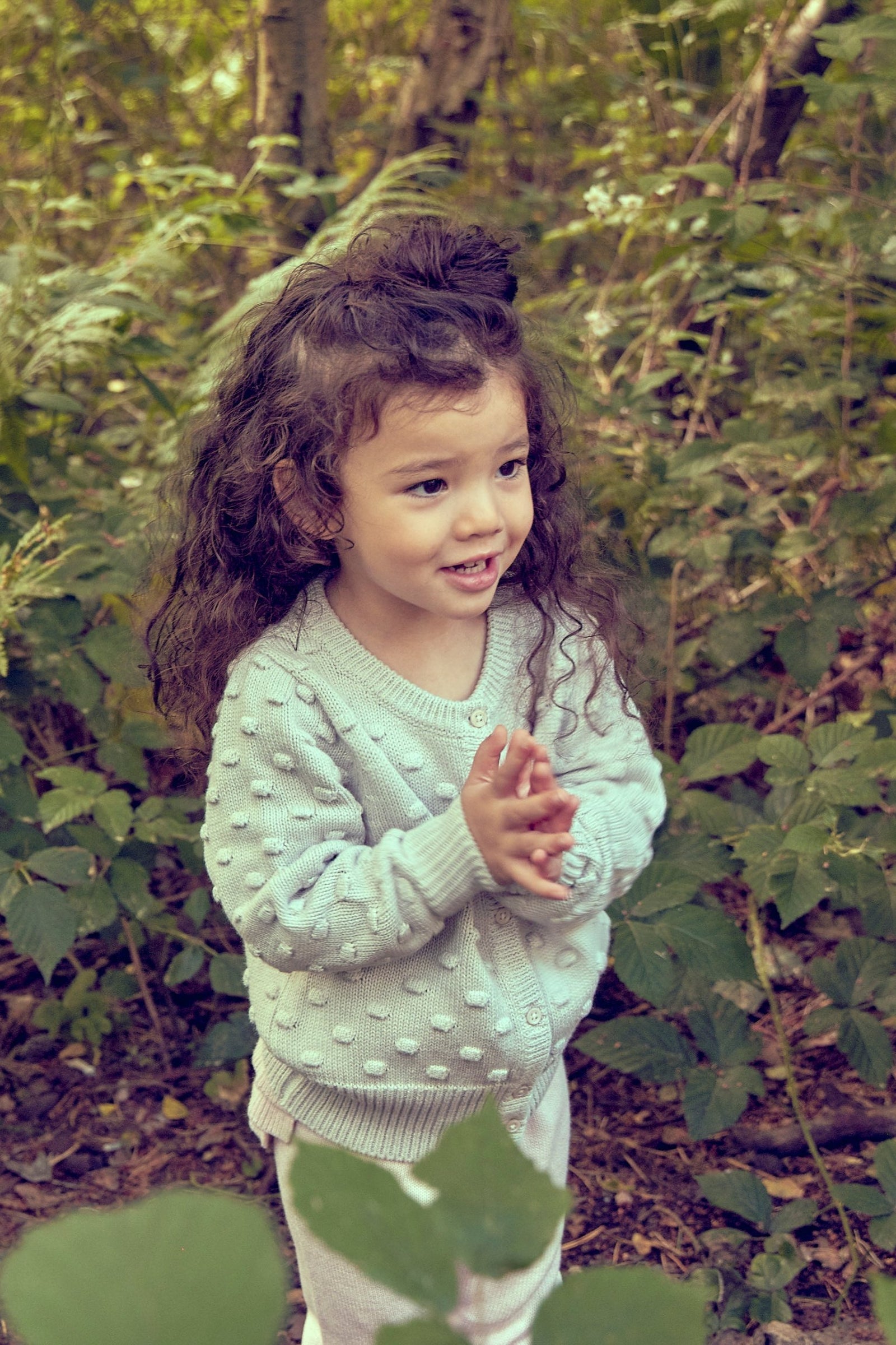 MIKA & MILO Baby Popcorn Knit Cardigan | Chalk - - organic cotton cashmere