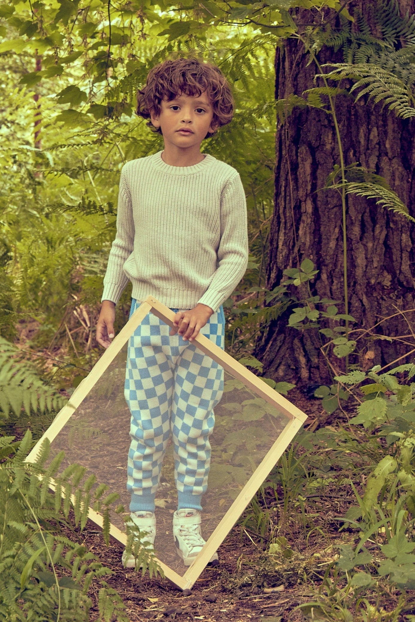 MIKA & MILO Boys Fisherman Jumper | Chalk - - organic cotton cashmere