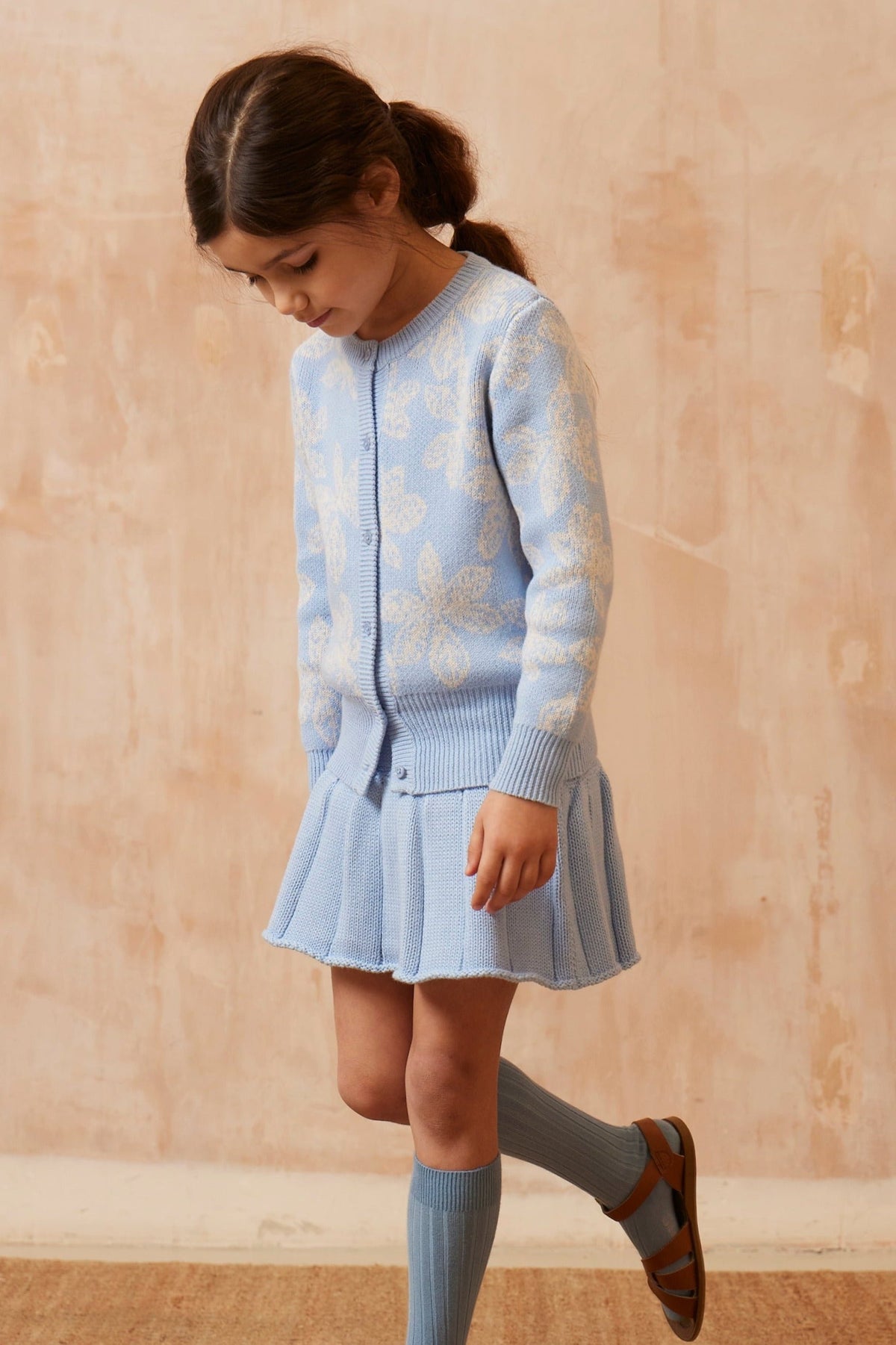 Cute girls organic cotton jacquard cardigan