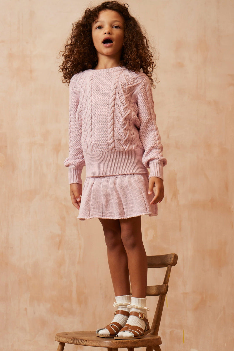 MIKA & MILO Chevron Cable Knit Jumper | Lilac - - organic cotton cashmere