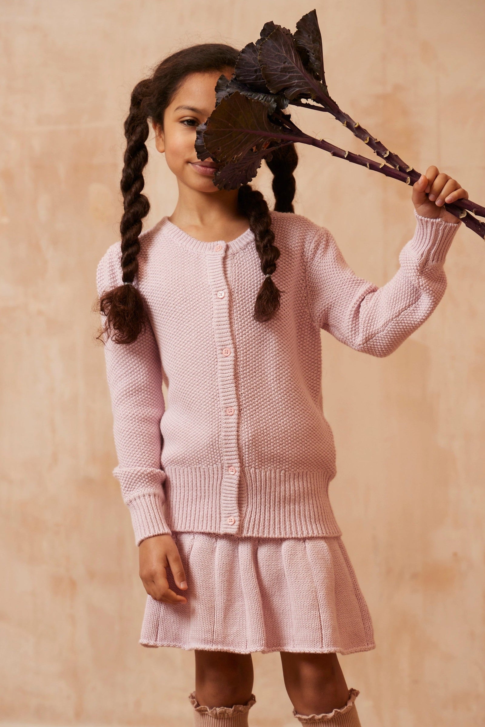 MIKA & MILO Moss Stitch Bomber Cardigan | Lilac - - organic cotton cashmere