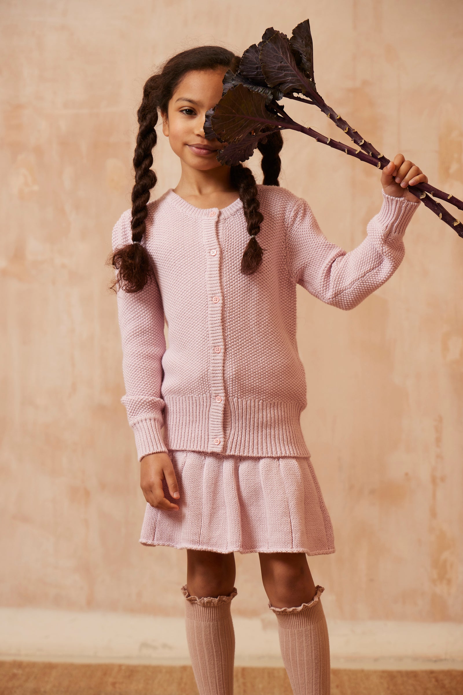 MIKA & MILO Moss Stitch Bomber Cardigan | Lilac - - organic cotton cashmere
