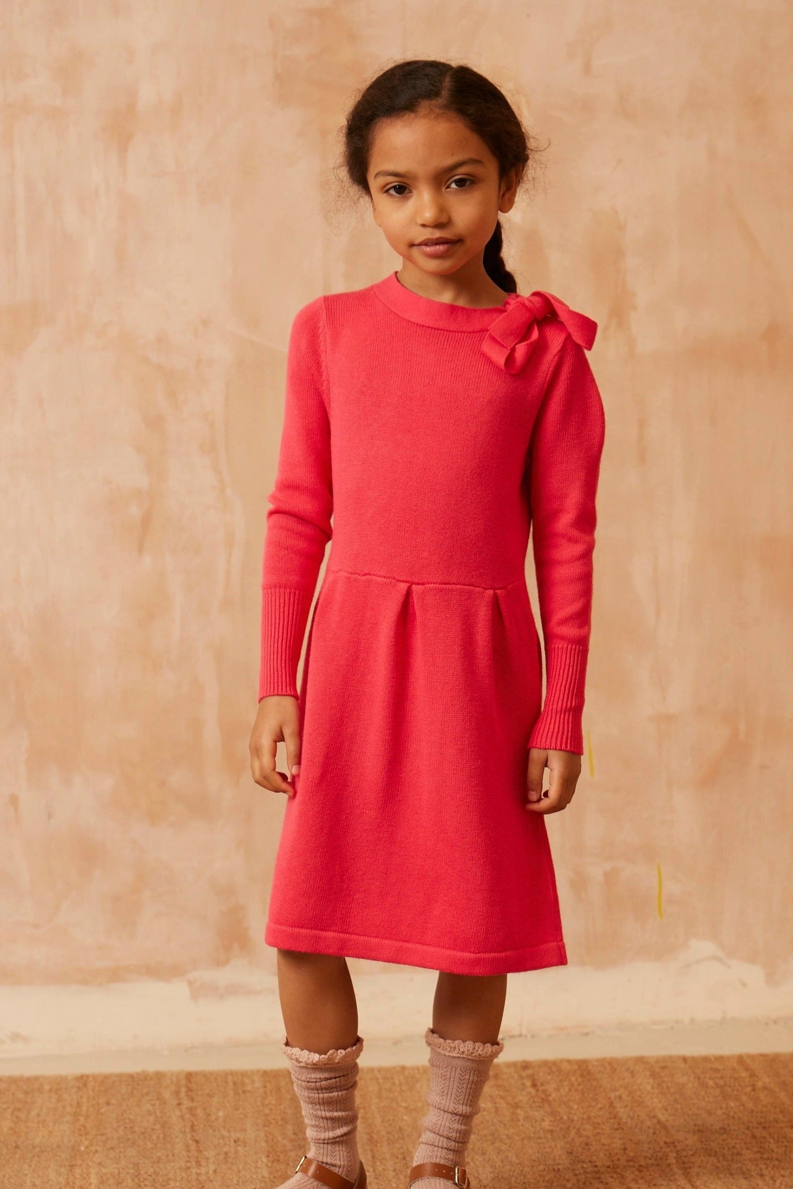 MIKA & MILO Ribbon Tie Dress | Raspberry - - organic cotton cashmere
