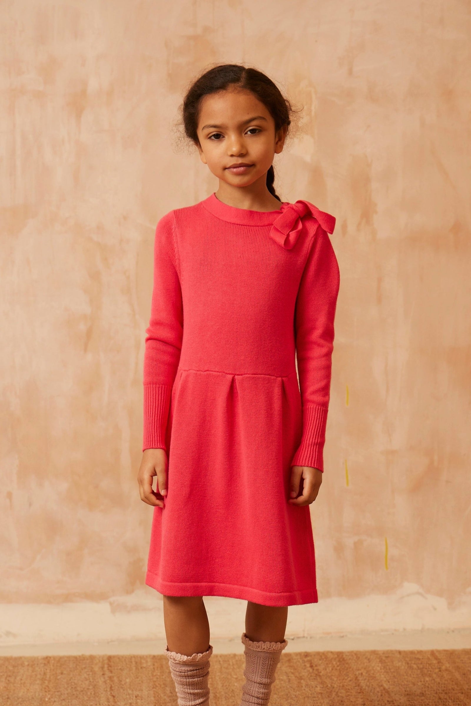 MIKA & MILO Ribbon Tie Dress | Raspberry - - organic cotton cashmere