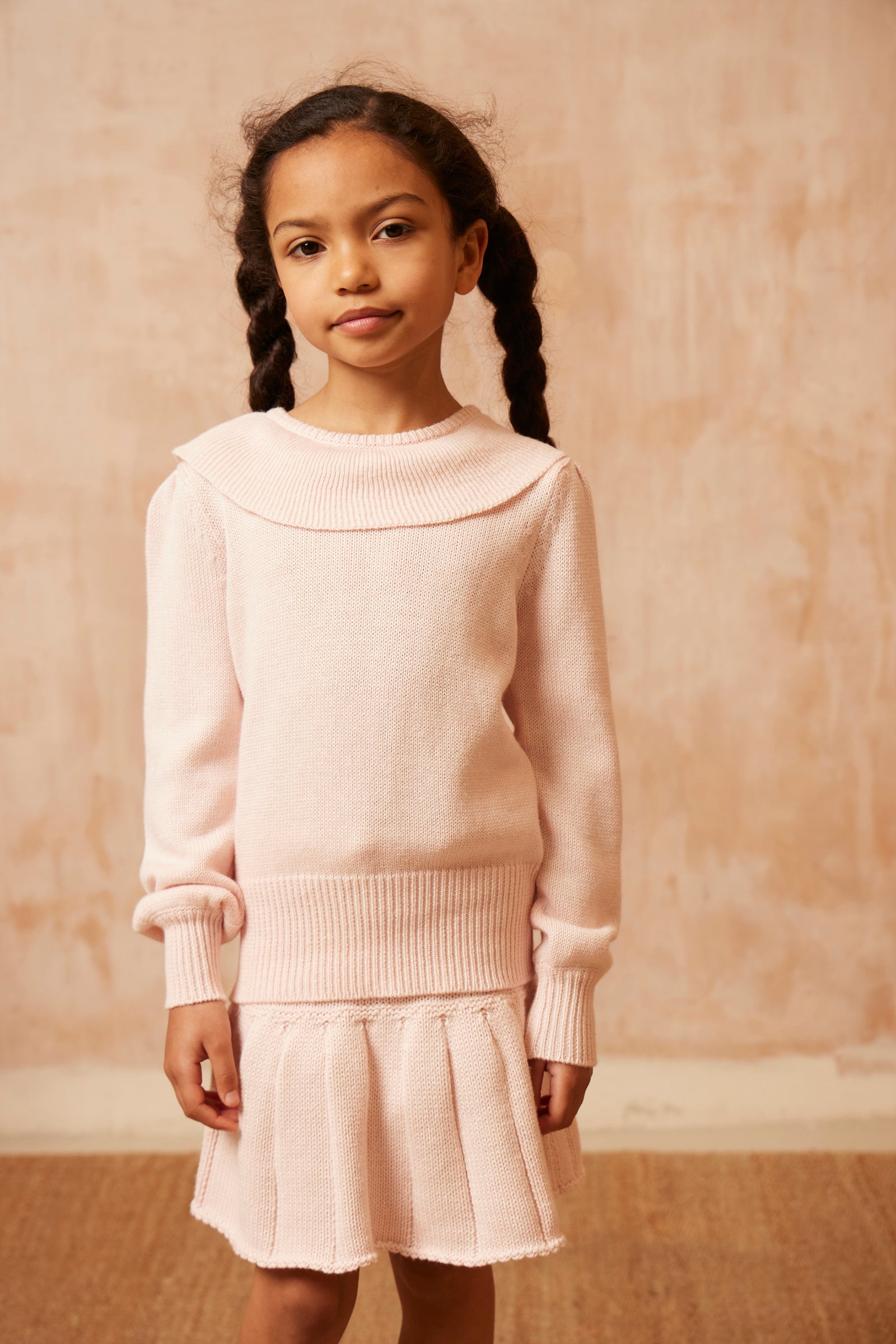 MIKA & MILO Classic Collared Jumper | Blush - - organic cotton cashmere