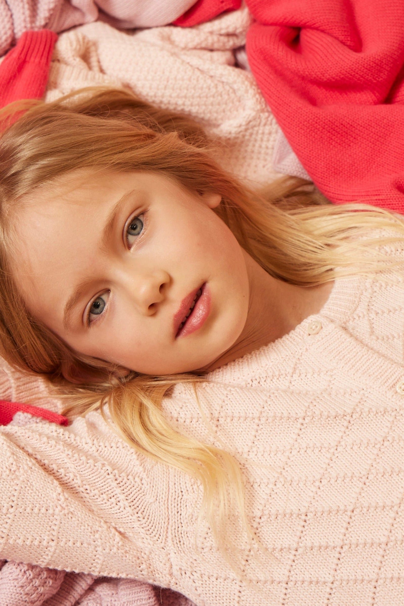 MIKA & MILO Diamond Knit Cardigan | Blush - - organic cotton cashmere