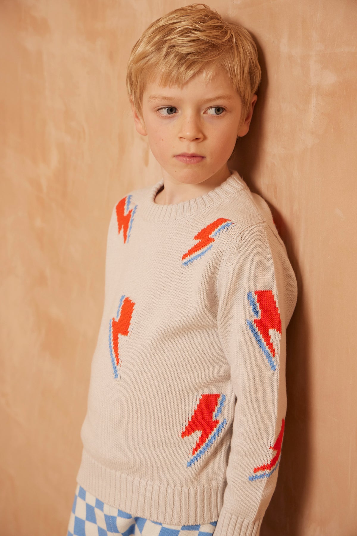 cute boys organic cotton lightning bolt sweater