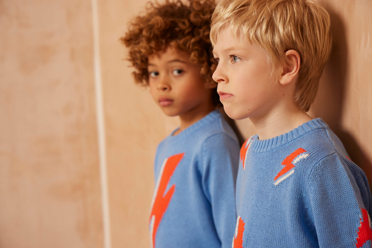 cute boys organic cotton lightning bolt sweater