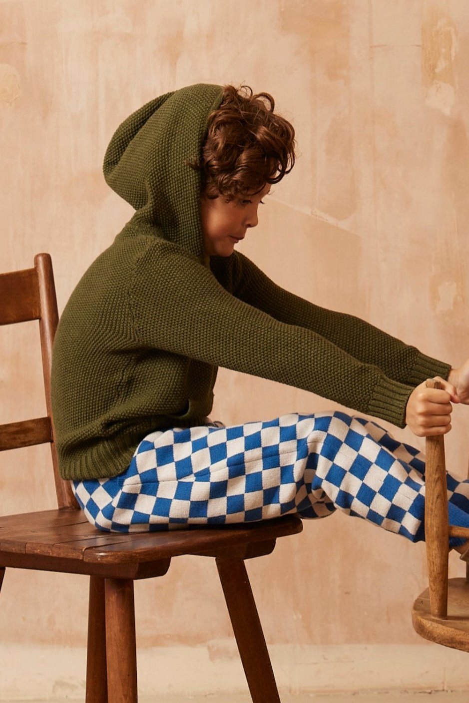 MIKA & MILO Moss Stitch Hoodie | Avocado - - organic cotton cashmere