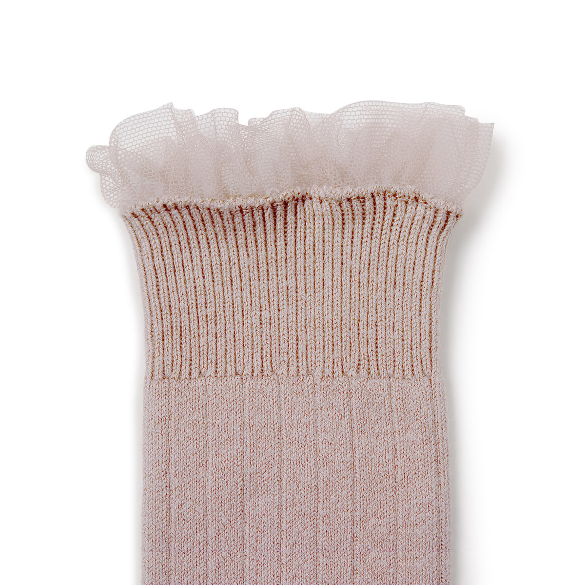 Manon Tulle Frill Ribbed Knee-high Socks