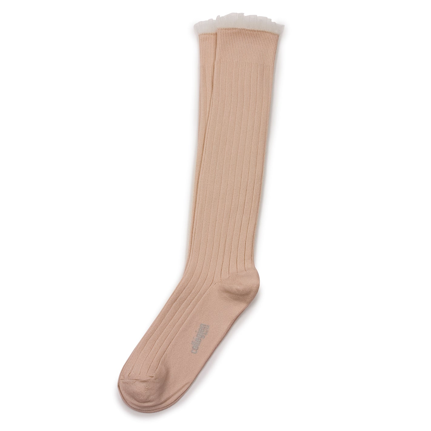 MIKA & MILO Manon Tulle Frill Ribbed Knee-high Socks - - organic cotton cashmere