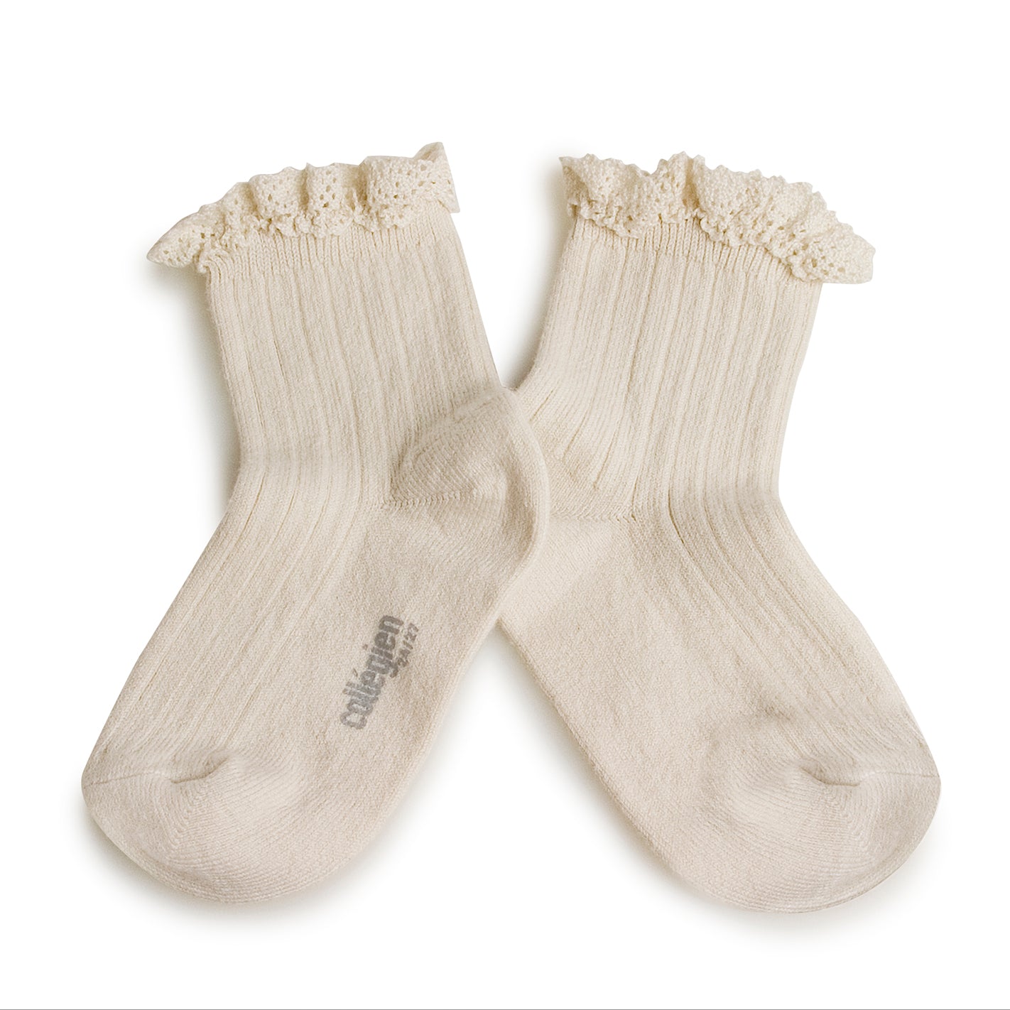 MIKA & MILO Lili Short Ribbed Socks with Lace - - organic cotton cashmere
