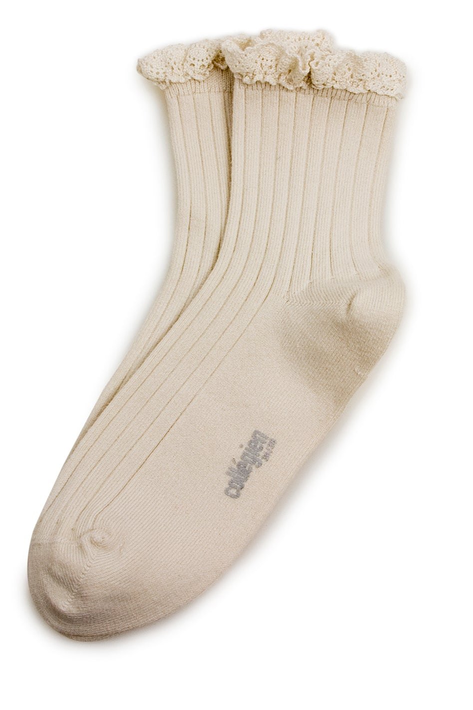 MIKA & MILO Lili Short Ribbed Socks with Lace - - organic cotton cashmere
