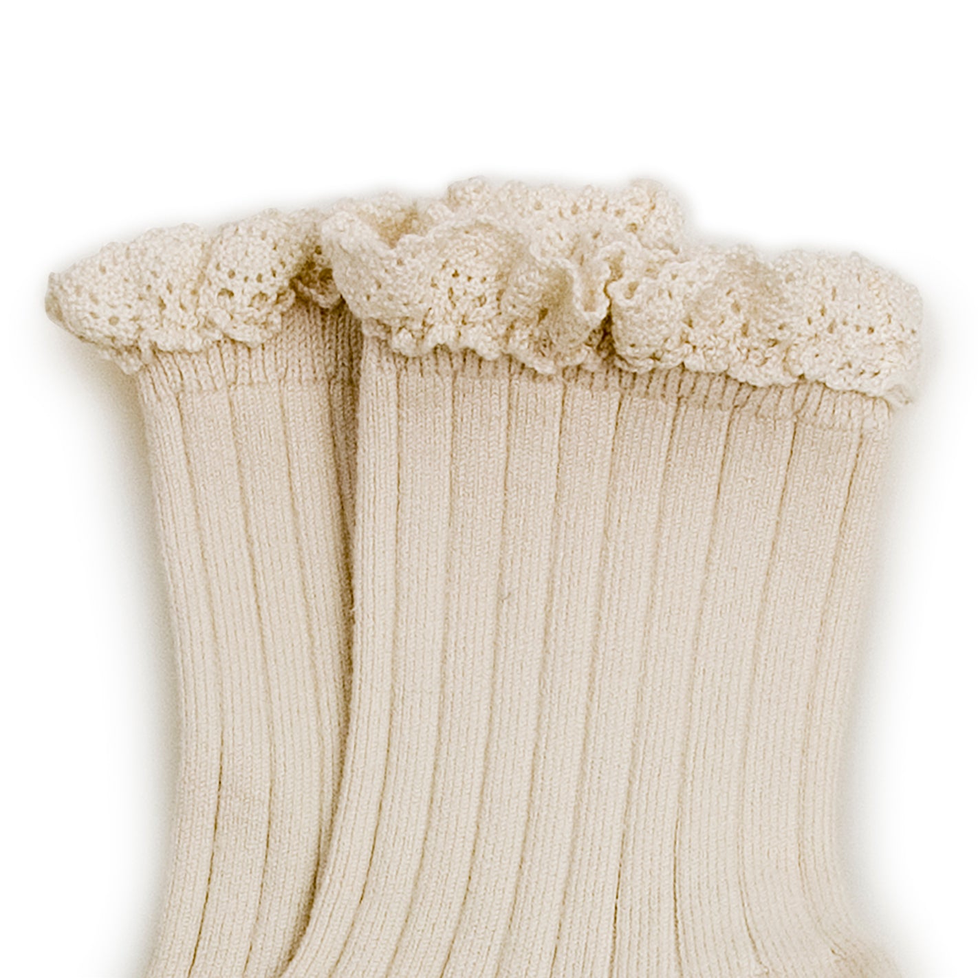 MIKA & MILO Lili Short Ribbed Socks with Lace - - organic cotton cashmere