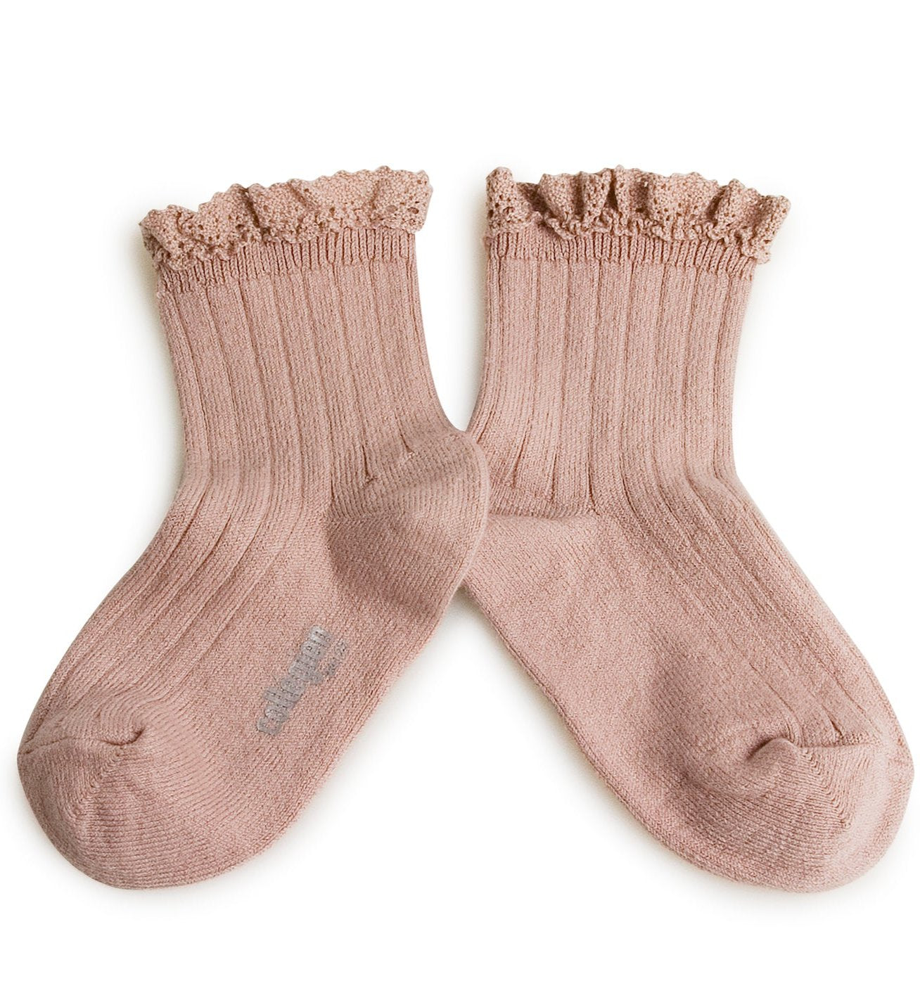 MIKA & MILO Lili Short Ribbed Socks with Lace - - organic cotton cashmere