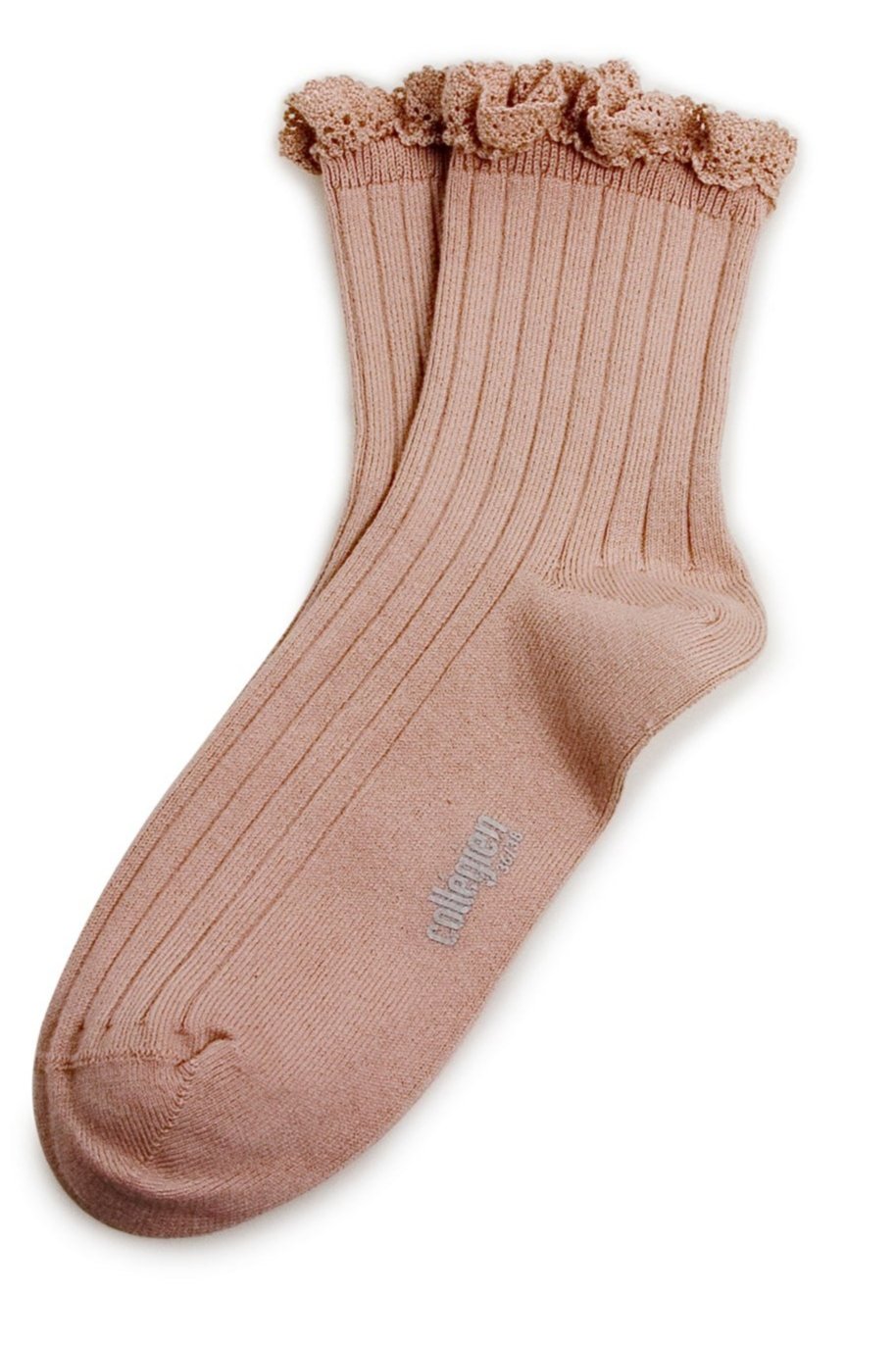 MIKA & MILO Lili Short Ribbed Socks with Lace - - organic cotton cashmere