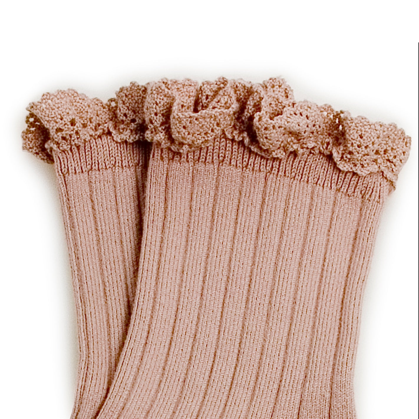 MIKA & MILO Lili Short Ribbed Socks with Lace - - organic cotton cashmere
