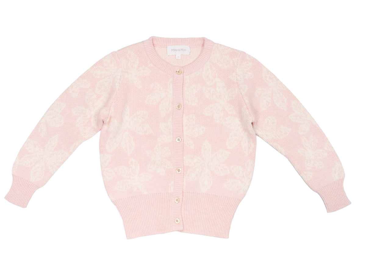 Cute girls organic cotton jacquard cardigan